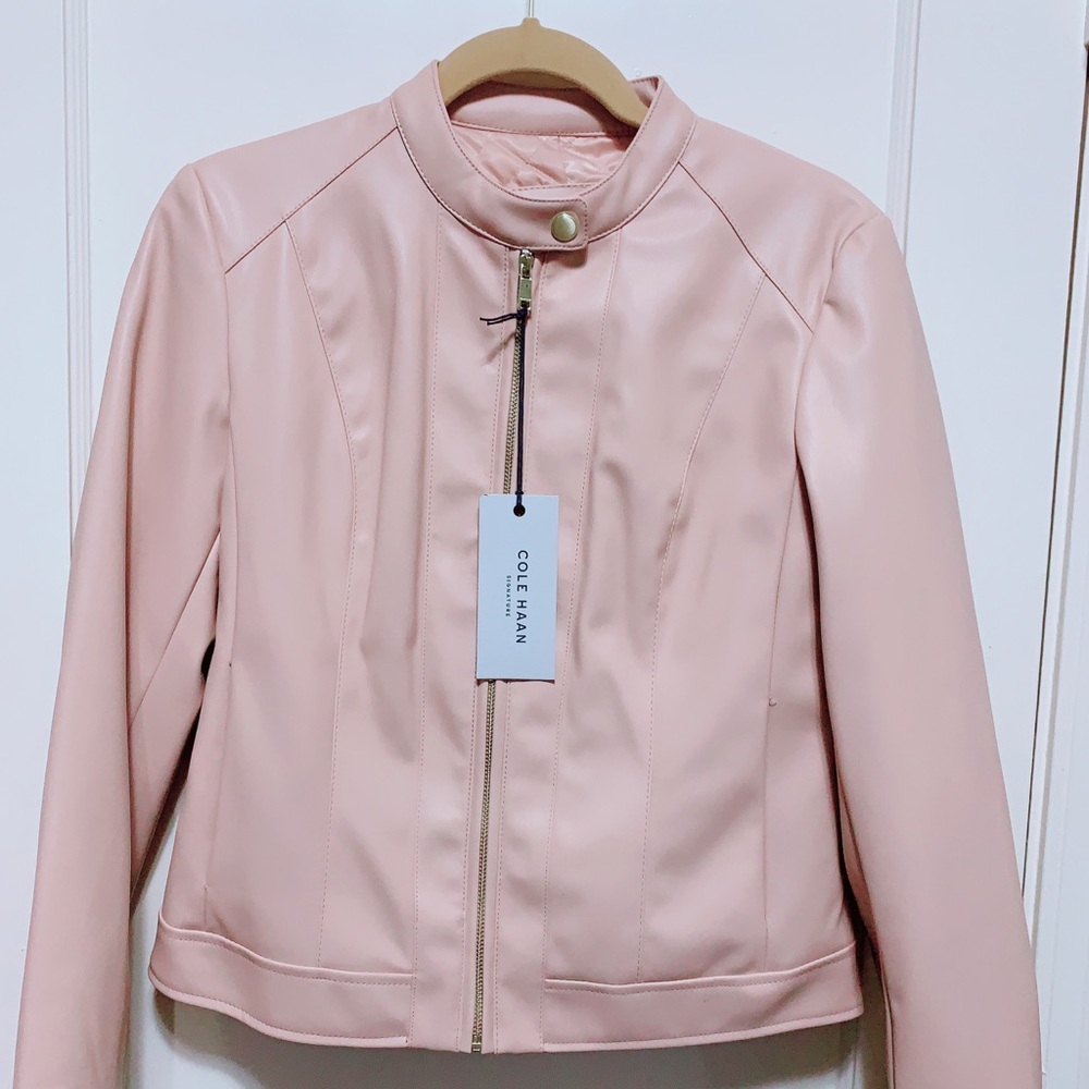 Cole Hana Front Zip Leather Jacket